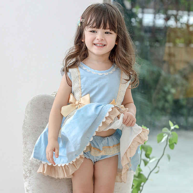 Baby Blue Belle of the Ball: 2 Piece Spanish style Dress and bottoms