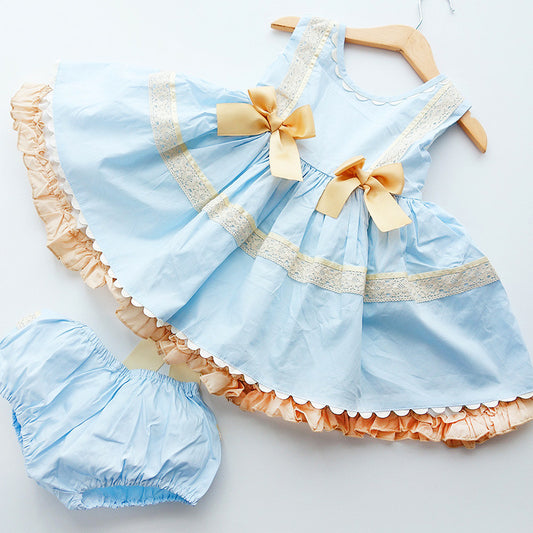 Baby Blue Belle of the Ball: 2 Piece Spanish style Dress and bottoms