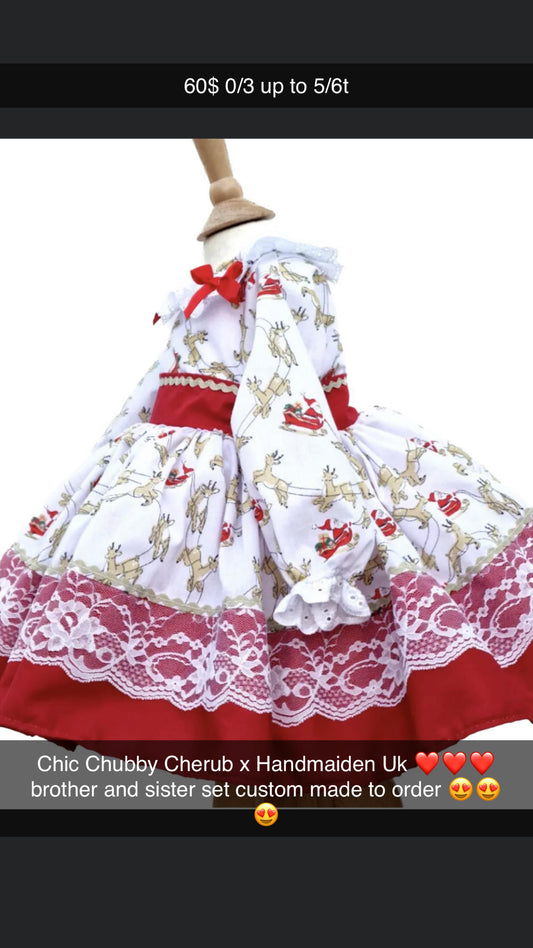 Custom made handmade Spanish style Christmas Dress for girls