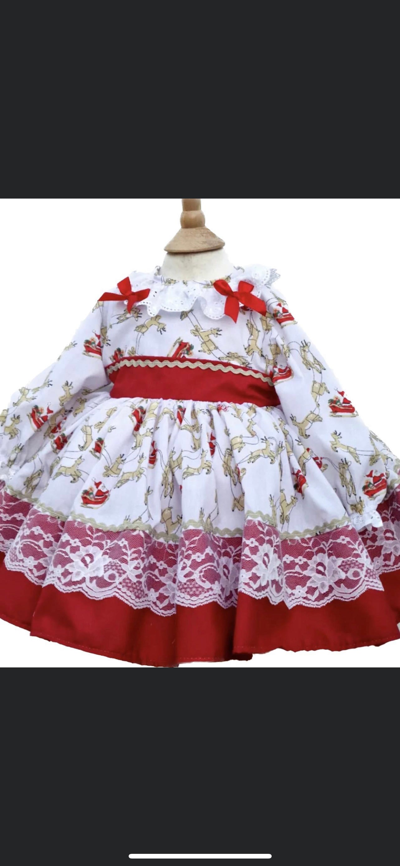 Custom made handmade Spanish style Christmas Dress for girls