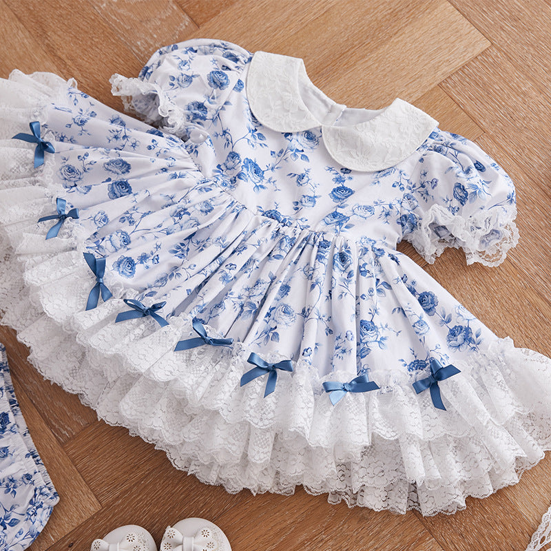 Cornflower Queen: Spanish Style Girls Dress, Little Lollita Baby dress