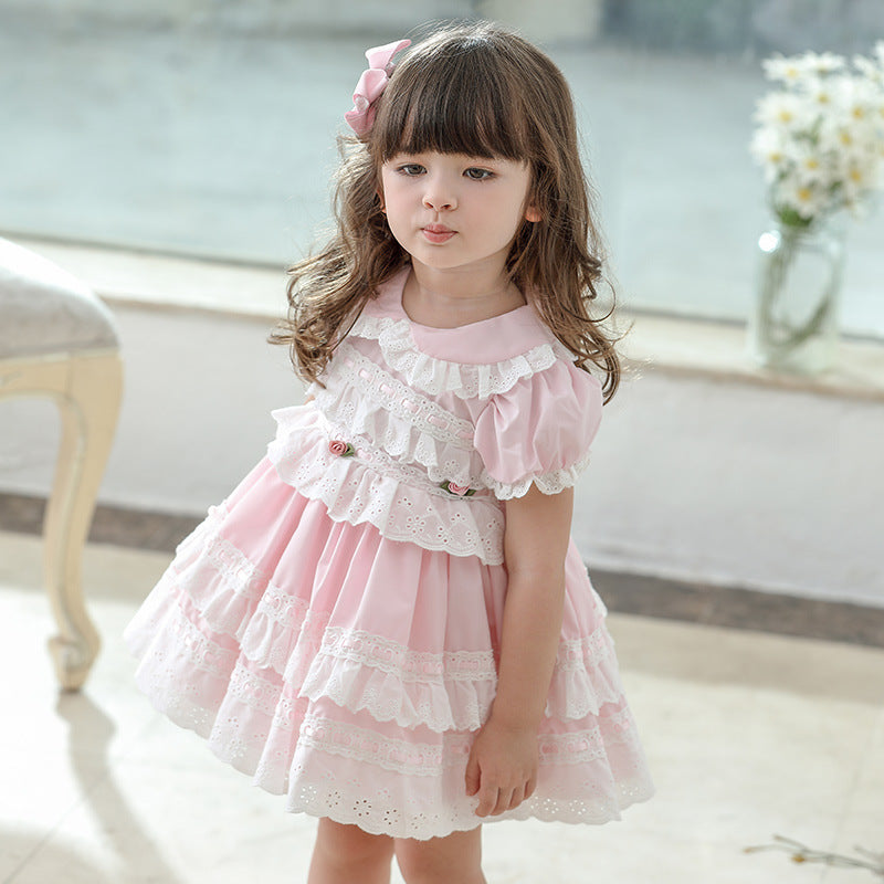 Perfect Princess In Pink: Cotton Spanish Litle Lollita style Girls dress