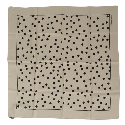 Dolce & Gabbana Black Ivory Polka Dots Square Handkerchief Scarf (100% AUTEHNTIC)