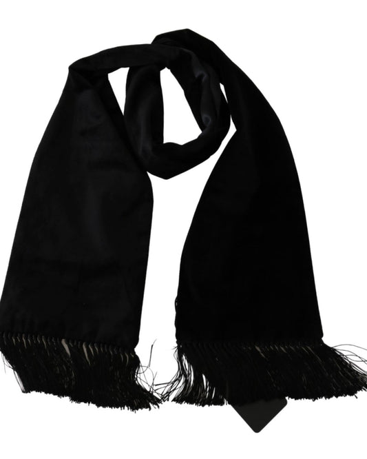 Dolce & Gabbana Black Fringe Neck Wrap Mens Shawl Cotton Scarf