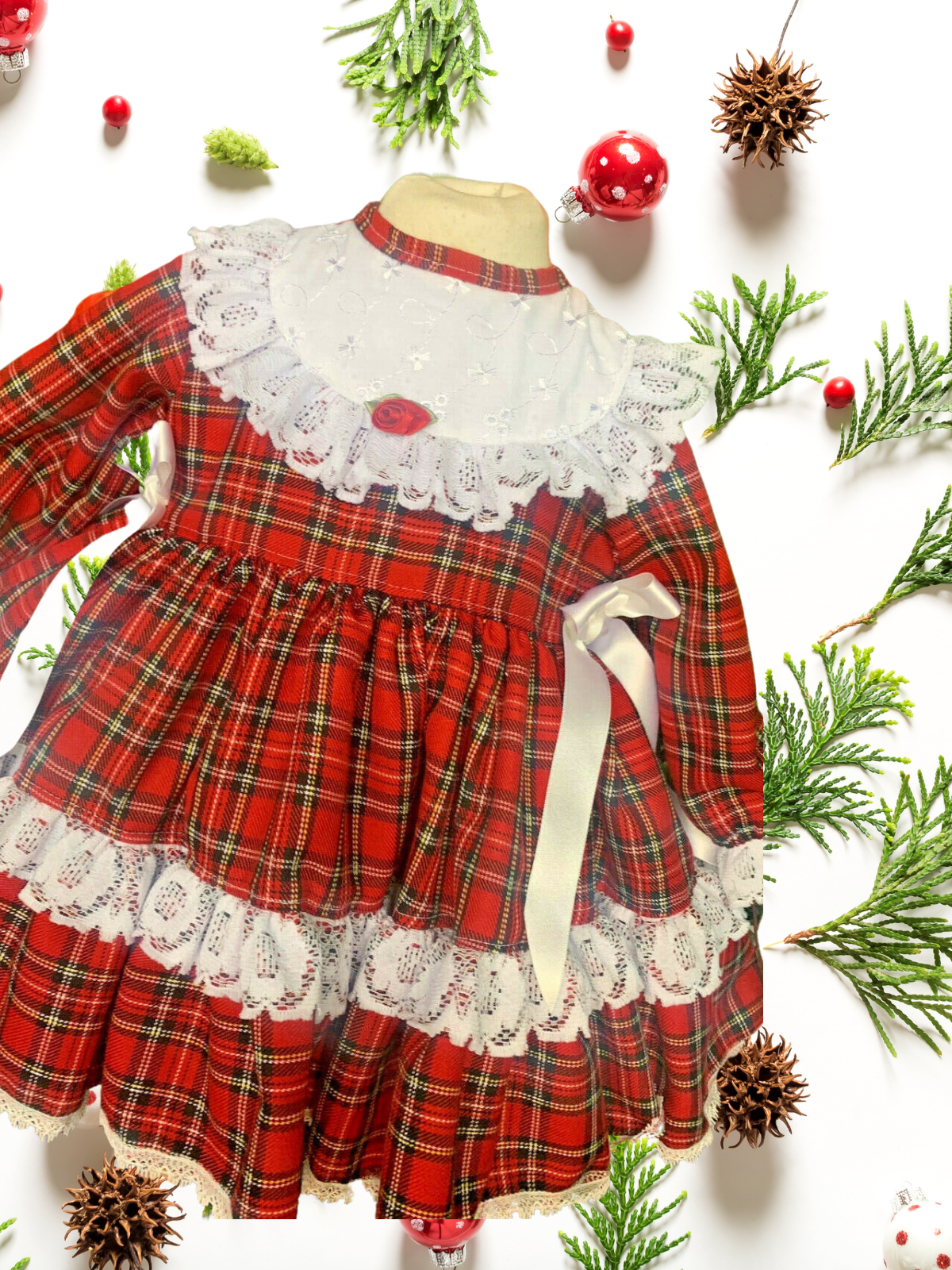 Yuletidings To You: HANDMADE in UK Spanish style Christmas dress (special sizing by request)