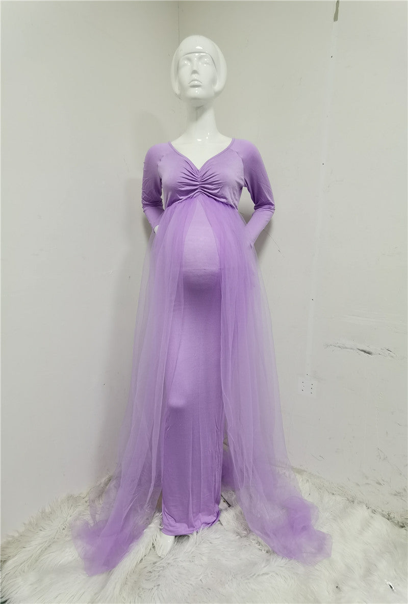 Stretch Cotton Maternity Photo Dress