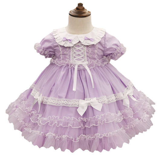 Purple Patrice: Purple Frilly Spanish Style Girls Dress