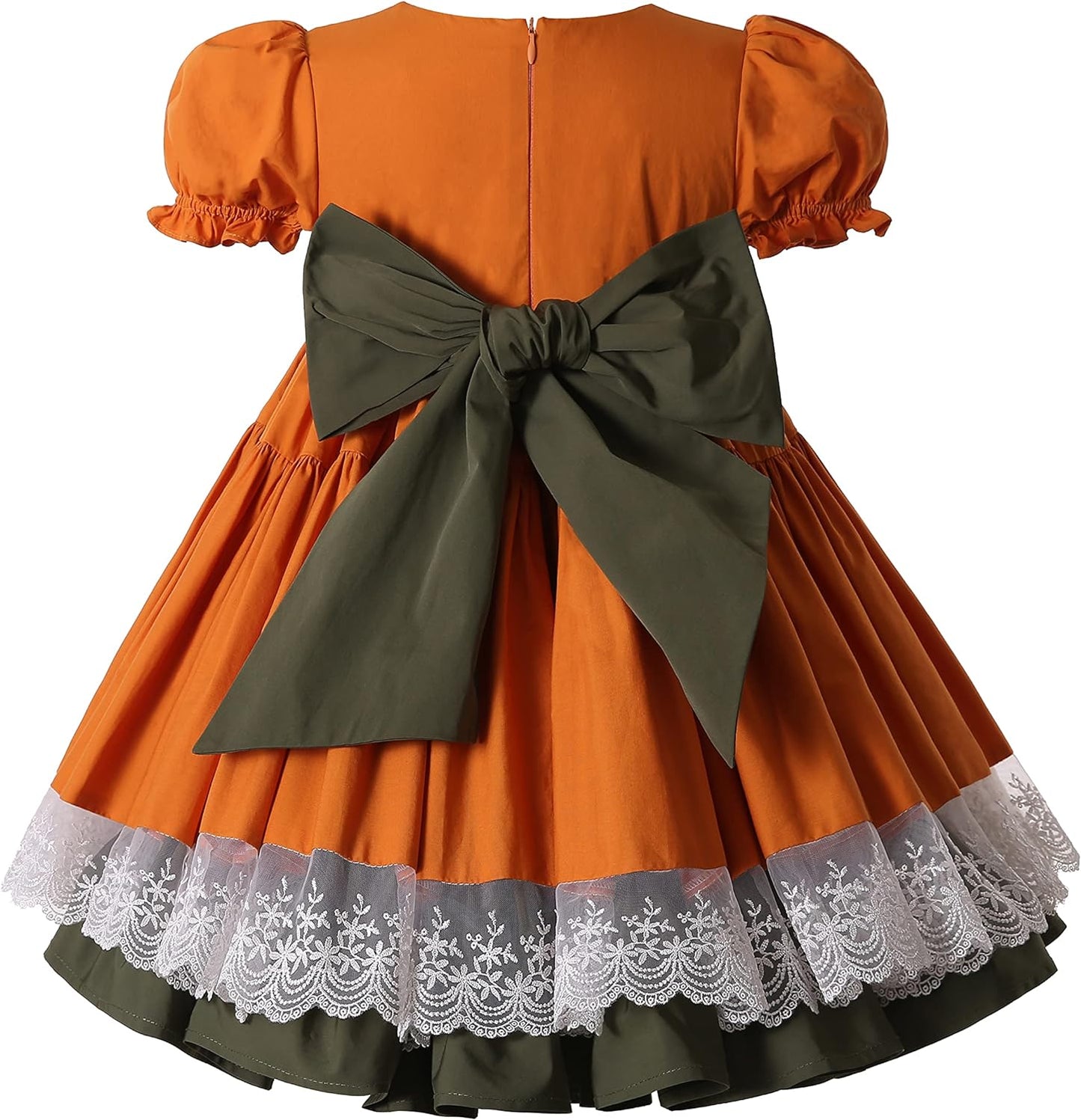Thanksgiving Day Pumpkin Pattern Orange Ruffle Clothing Kid Toddler Vintage Spanish Style Dress