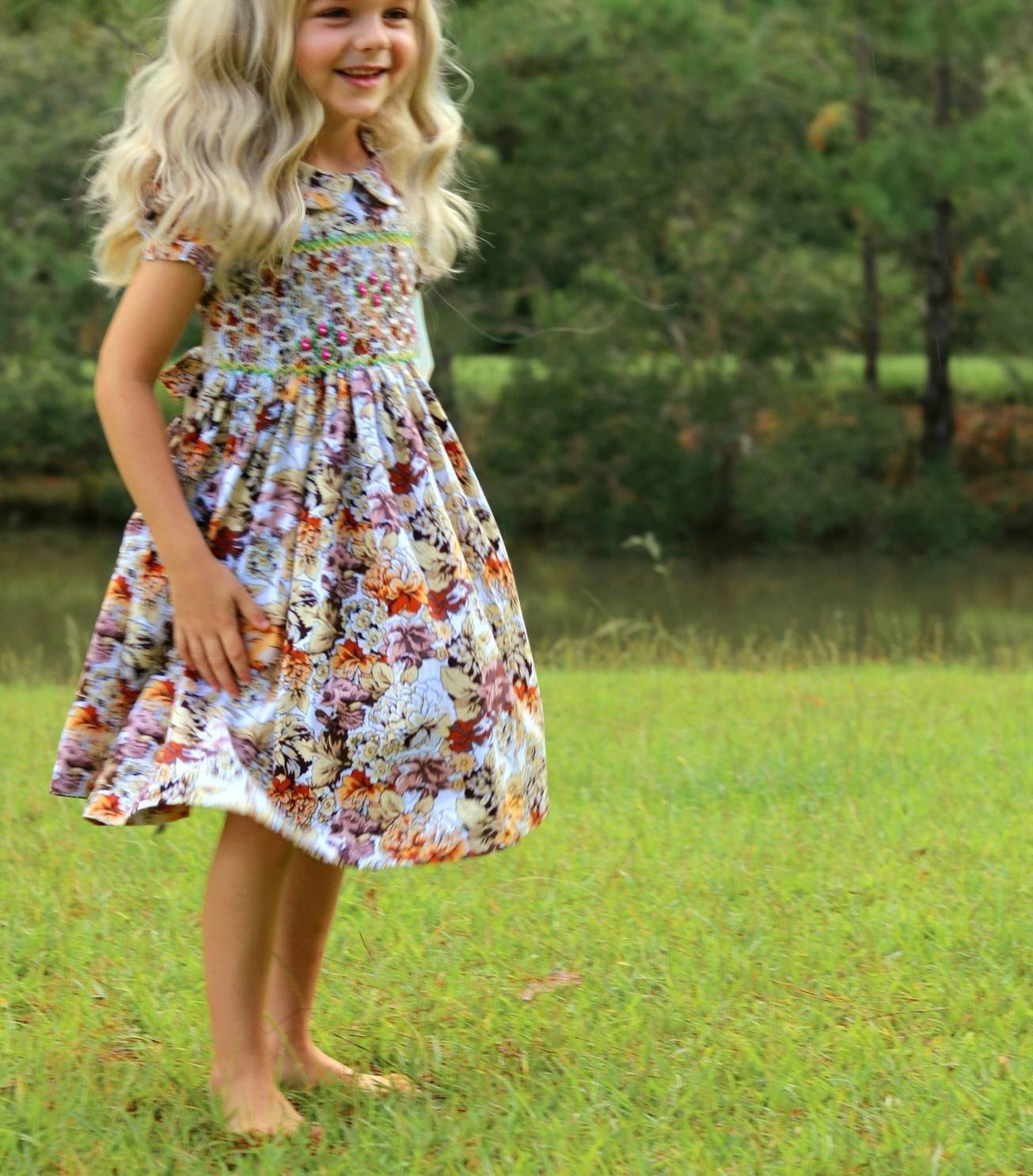 Fall is in the air: Vintage style Hand Smocked flared baby & Toddler