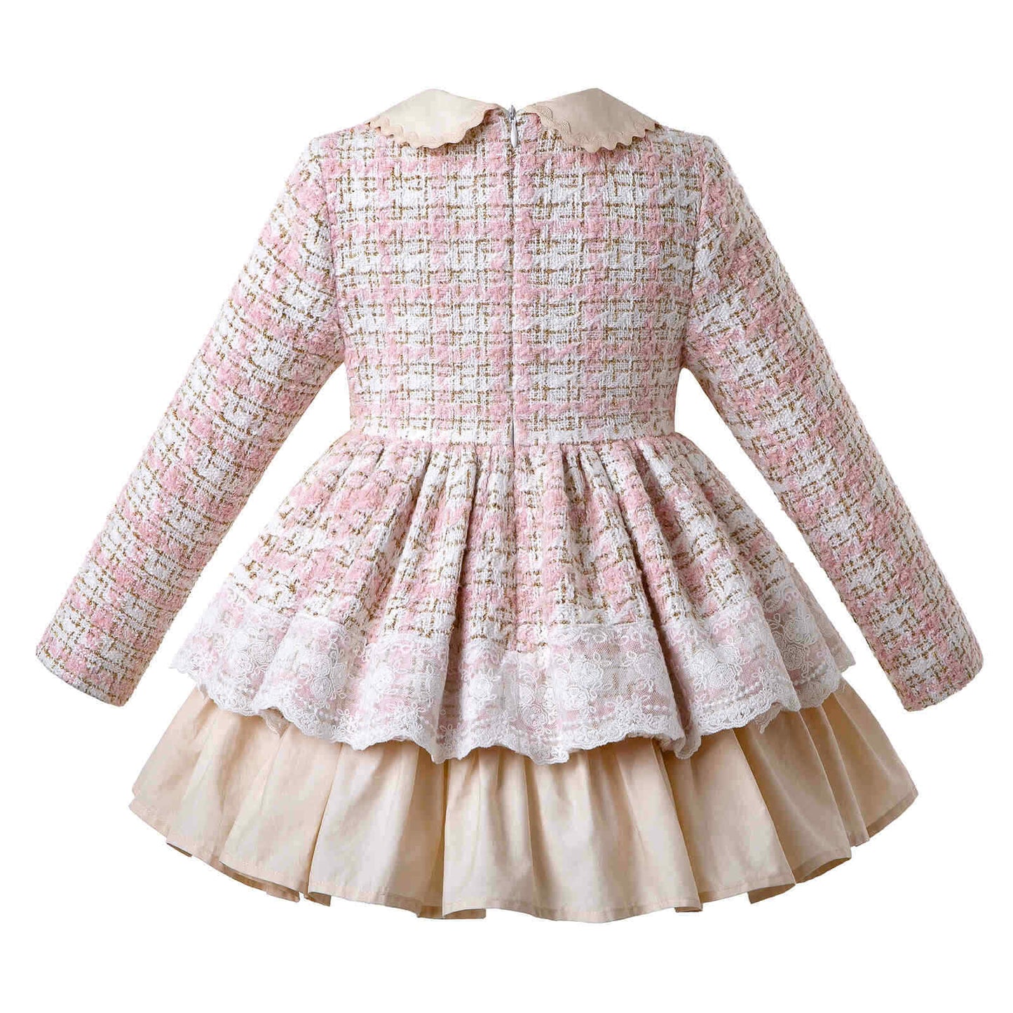 (Authentic Pettigirl) Vintage Girls Lace Dress Tweed Christmas Clothes Spanish Style