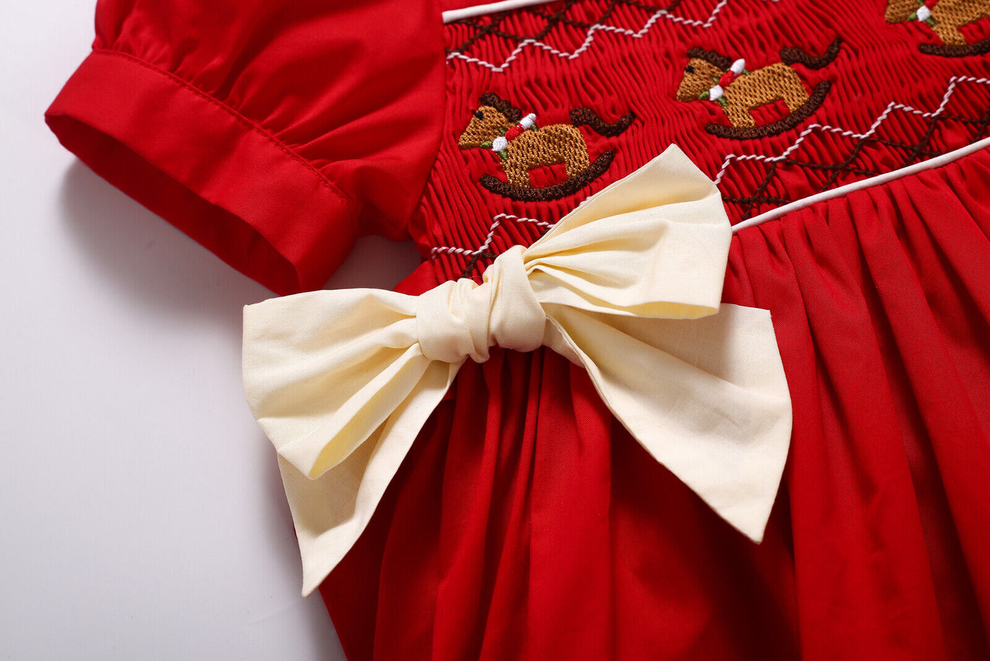 Chic Chubby Cherub x Petti Girl HandSmocked Christmas Dress (Authentic from PettiGirl): Rocking Around the Christmas Tree